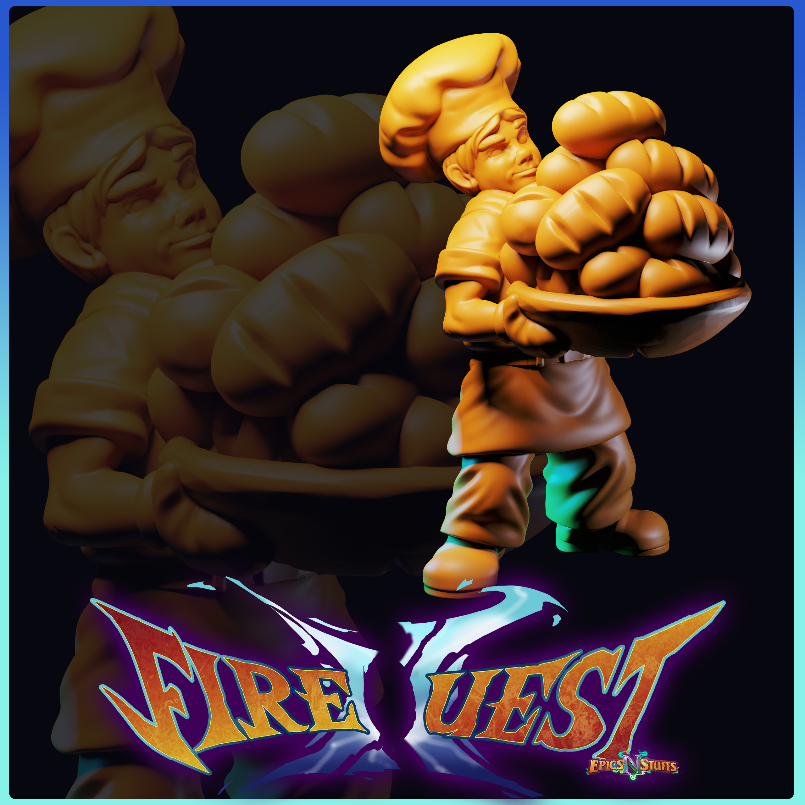 Kitchen Staffer, Fire Quest II Miniature/Statue - Pre-Supported